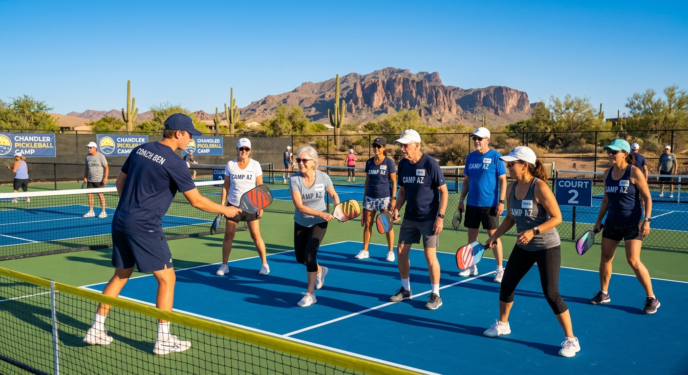 Players learning together at a Better Pickleball camp