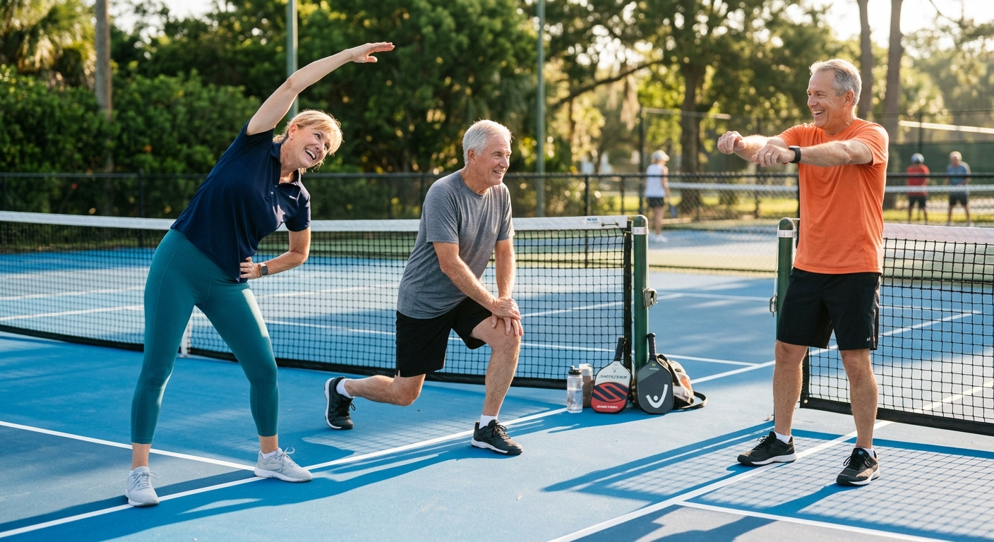 Stretching and fitness routine for players over 50